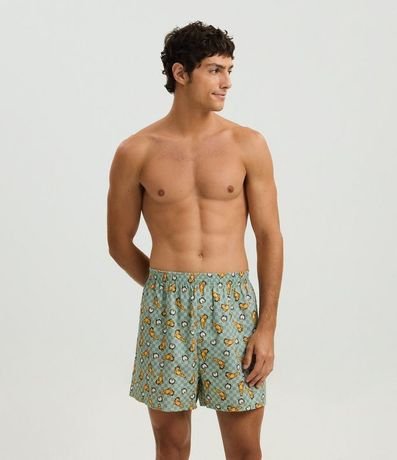 Calzoncillo Boxer de Tela en Tricolina con Estampa de Garfield
