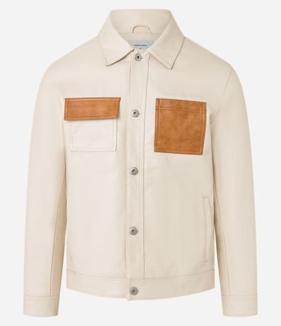 Campera Trucker en Material Sintético con Bolsillo Contrastante 4