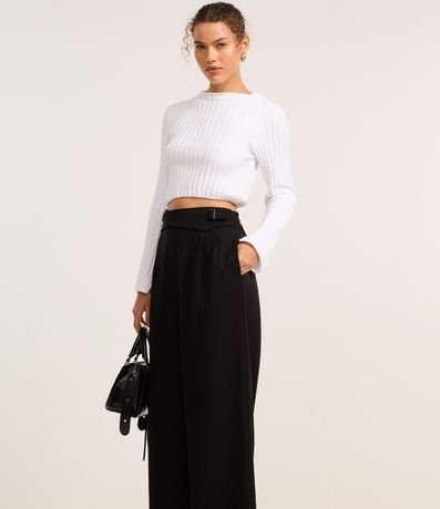 Pantalón Pantalona en Sastrería con Cintura Cruzado y Hebilla 2