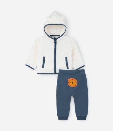Conjunto Infantil en Fleece con Bordado Leoncito - Talle 0 a 18 meses