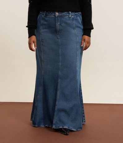 Pollera Midi Sereia en Jeans Curve & Plus Size 2