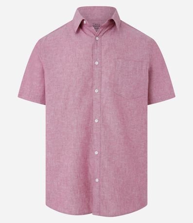 Camisa Comfort Básica en Lino con Bolsillo Delantero 2