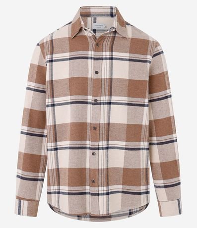 Camisa Regular en Franela con Estampado de Cuadros 6