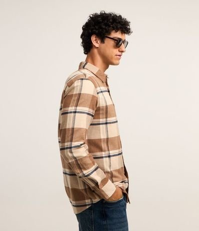 Camisa Regular en Franela con Estampado de Cuadros 3