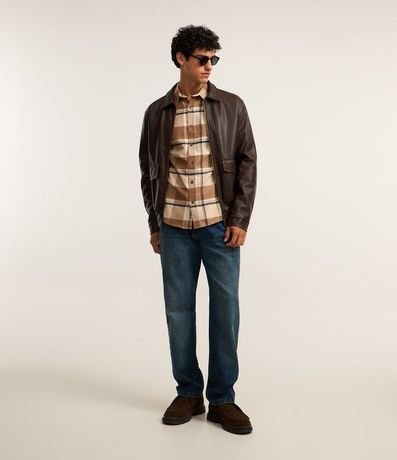 Camisa Regular en Franela con Estampado de Cuadros 4