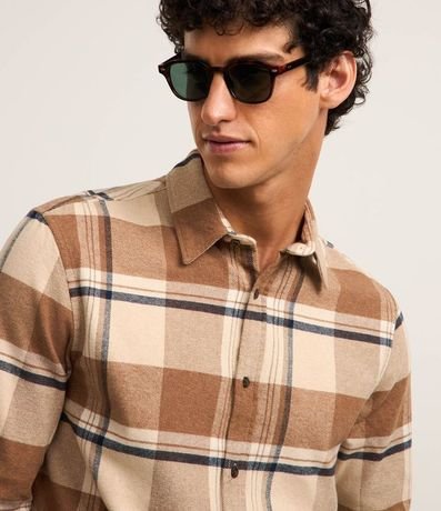 Camisa Regular en Franela con Estampado de Cuadros 5