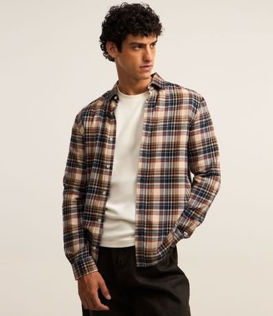 Camisa Masculina de Flanela a Cuadros