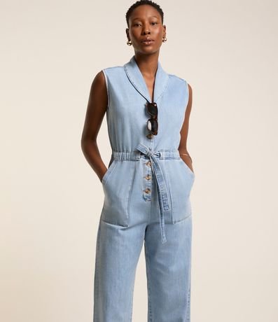 Mono Largo en Jeans con Lazo y Bolsillo Carpinteiro 2