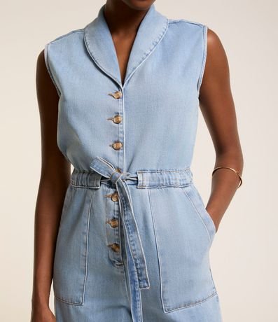 Mono Largo en Jeans con Lazo y Bolsillo Carpinteiro 4