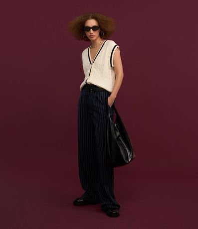 Pantalón Recto en Sastrería con Cintura Alta y Medio Cinturón 5