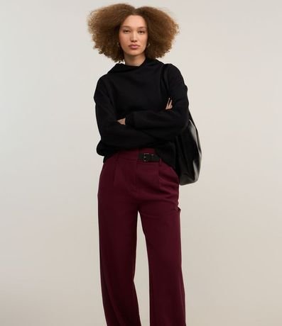 Pantalón Recto en Sastrería con Cintura Alta y Medio Cinturón 2