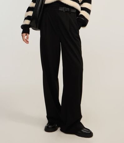 Pantalón Recto en Sastrería con Cintura Alta y Medio Cinturón 3