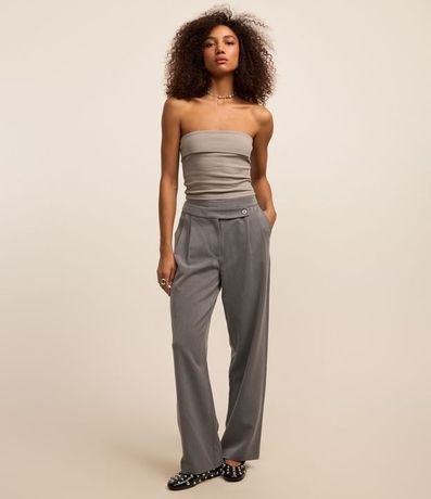 Top Sin Breteles en Rib con Texturas 2