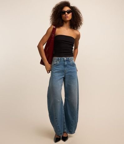 Top Sin Breteles en Rib con Texturas 2