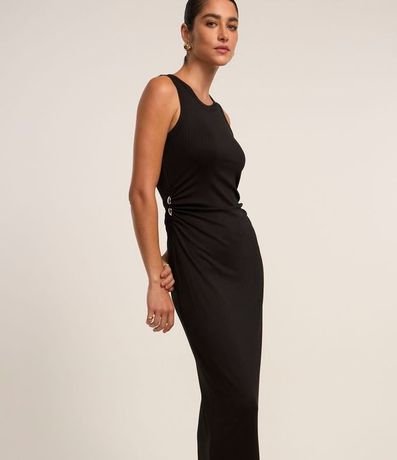 Vestido sin Manga en Rib con Piercings en los Laterales da Cintura