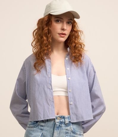 Camisa corta en Tricolina con Rayas en Hilo Teñido 3