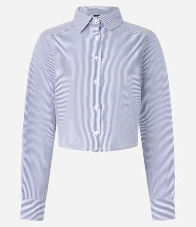 Camisa corta en Tricolina con Rayas en Hilo Teñido 6