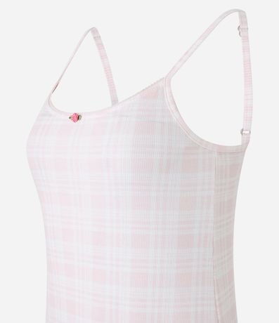 Camisón Corta en Rib con Estampa de Cuadros 5