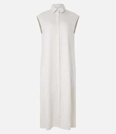 Vestido Chemise Plano en Lino con Botones 6