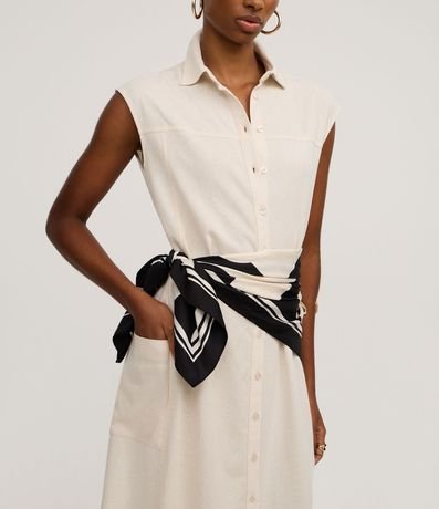 Vestido Chemise Plano en Lino con Botones 5