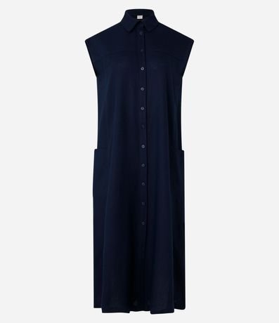 Vestido Chemise Plano en Lino con Botones 5