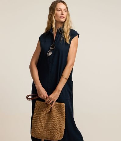 Vestido Chemise Plano en Lino con Botones 2