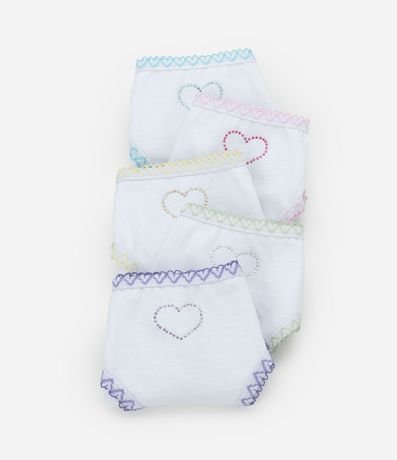 Kit 05 Bombachas Infantiles con Strass de Corazones - Talle 2 a 14 años 3