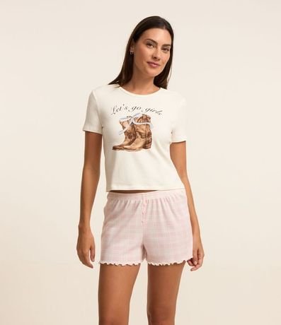 Pijama Short Doll en Algodón con Estampa Botas