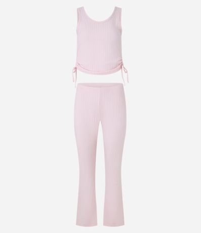 Pijama Largo en Rib con Lazos Laterales 6