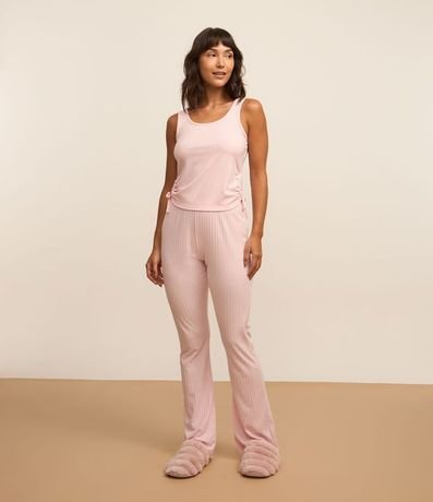 Pijama Largo en Rib con Lazos Laterales