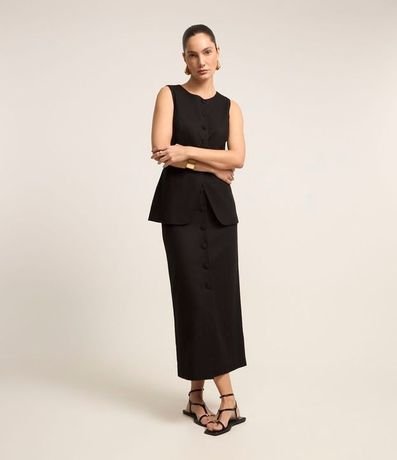 Chaleco Alargado con Bajo Arredonda y Bolsillos 2