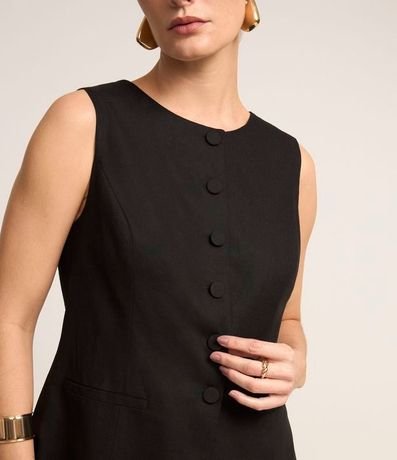 Chaleco Alargado con Bajo Arredonda y Bolsillos 3