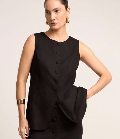 Chaleco Alargado con Bajo Arredonda y Bolsillos 4