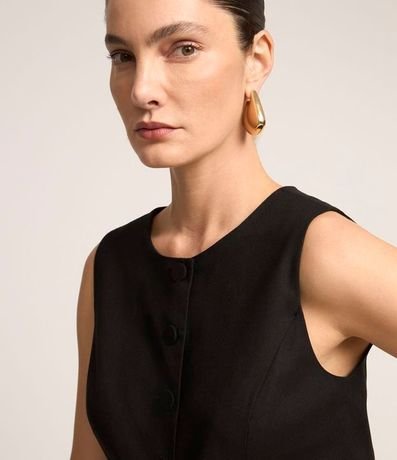 Chaleco Alargado con Bajo Arredonda y Bolsillos 5