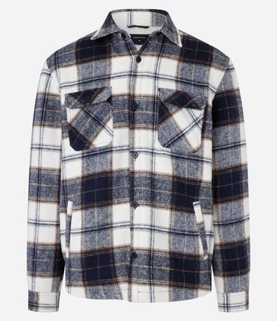 Campera Trucker en Franela con Estampa de Cuadros y Sherpa 8