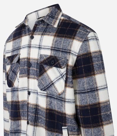 Campera Trucker en Franela con Estampa de Cuadros y Sherpa 9