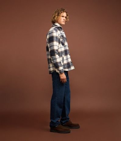 Campera Trucker en Franela con Estampa de Cuadros y Sherpa 6