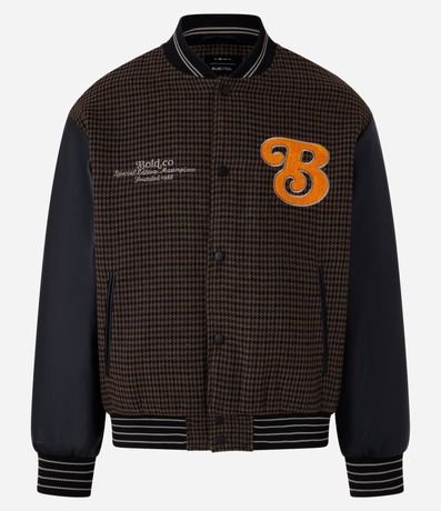 Campera Bomber College con Estampa Bordada y Mangas en Pu 8