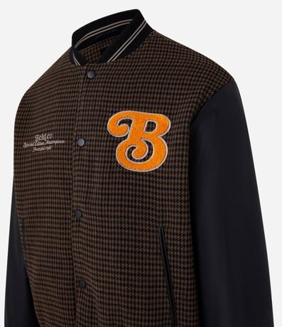 Campera Bomber College con Estampa Bordada y Mangas en Pu 9