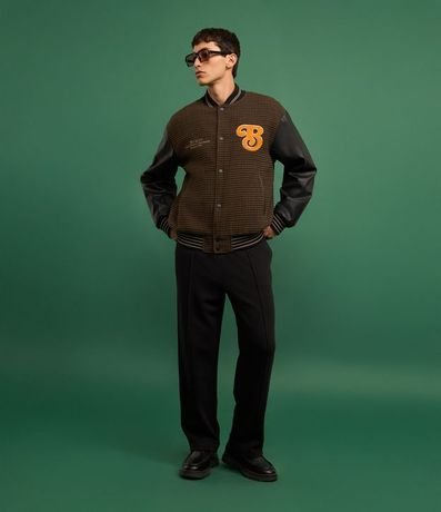 Campera Bomber College con Estampa Bordada y Mangas en Pu 2