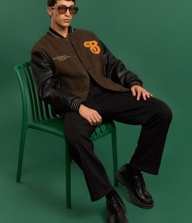 Campera Bomber College con Estampa Bordada y Mangas en Pu 4