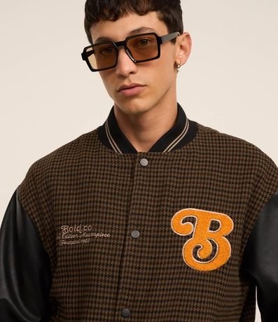 Campera Bomber College con Estampa Bordada y Mangas en Pu 6