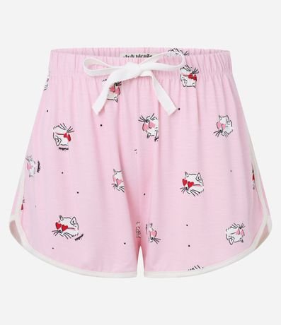 Short de Pijama en Viscosa Estampado de Gato 5