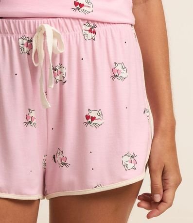 Short de Pijama en Viscosa Estampado de Gato 4