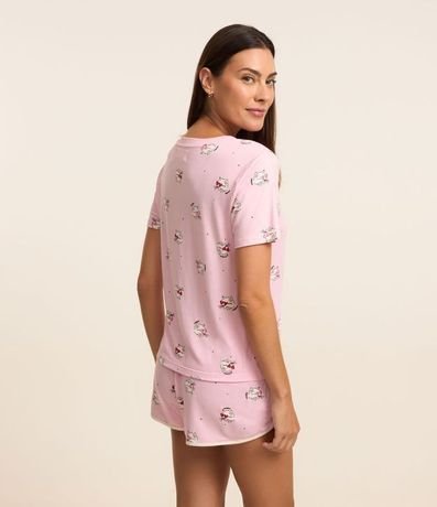 Blusa de Pijama Manga Corta en Viscosa con Estampa de Gato 2