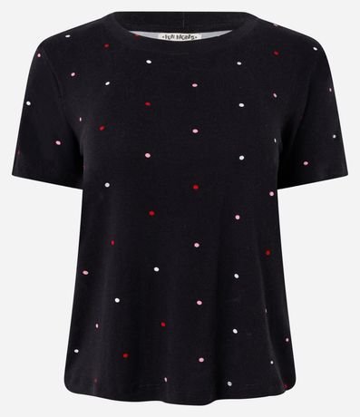 Blusa de Pijama Manga Corta en Viscosa con Estampa de Lunares 5