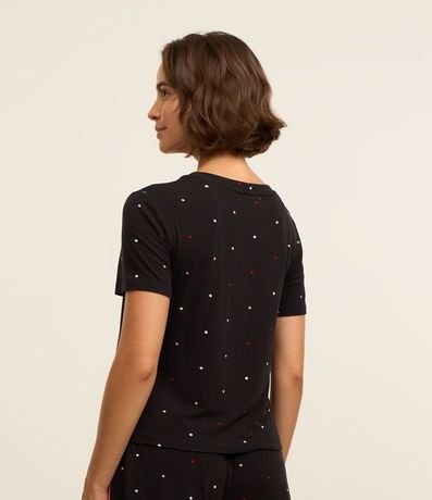 Blusa de Pijama Manga Corta en Viscosa con Estampa de Lunares 3
