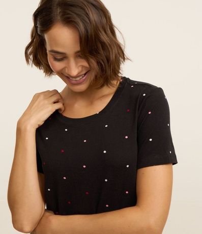 Blusa de Pijama Manga Corta en Viscosa con Estampa de Lunares 4
