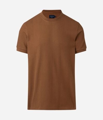 Remera Regular con Cuello Redondo y Textura Vertical 5