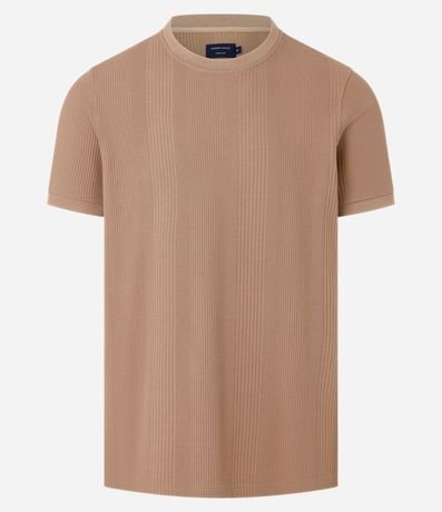 Remera Regular con Cuello Redondo y Textura Vertical